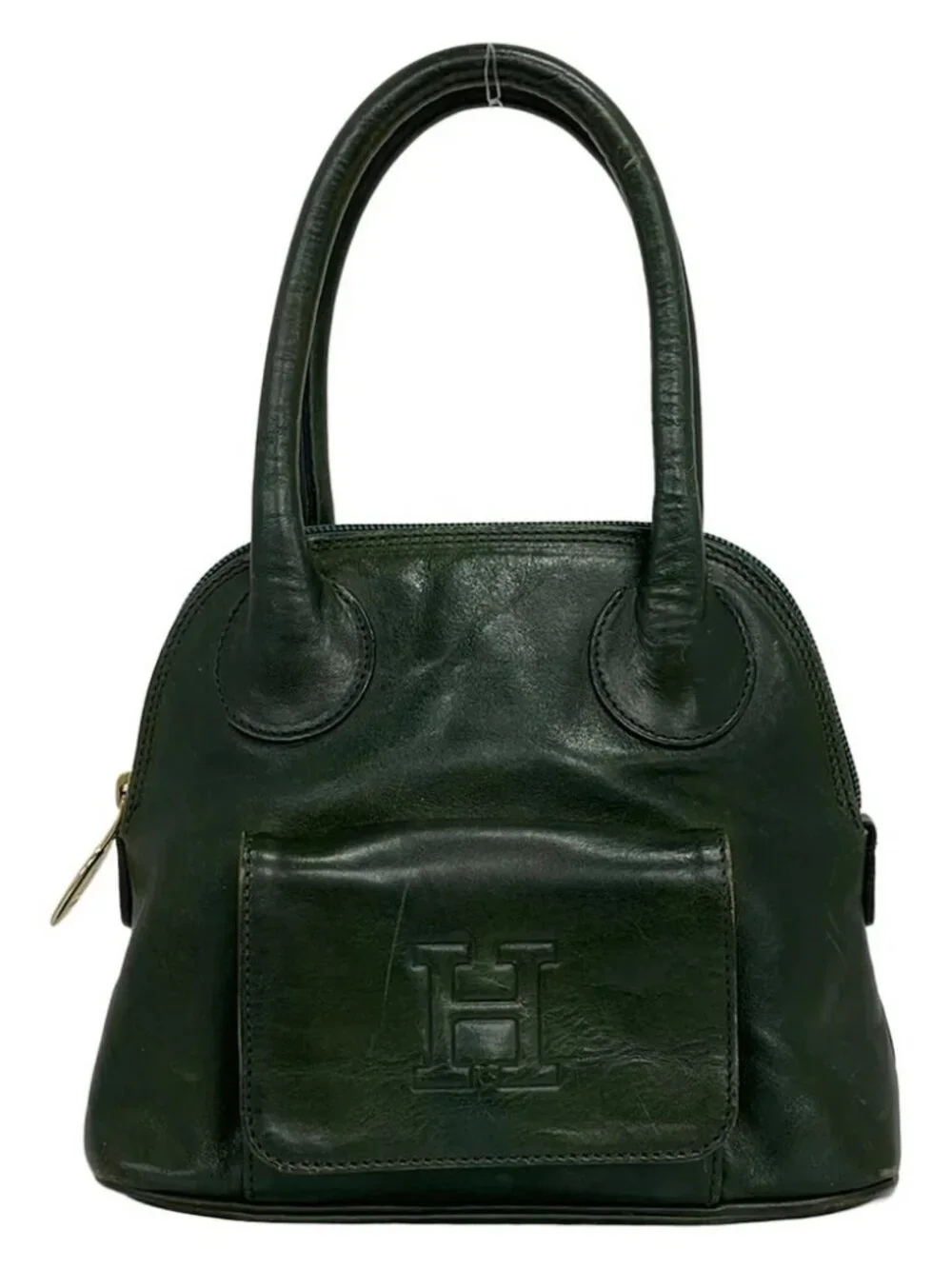 HIROFU Dark Green Leather Handbag